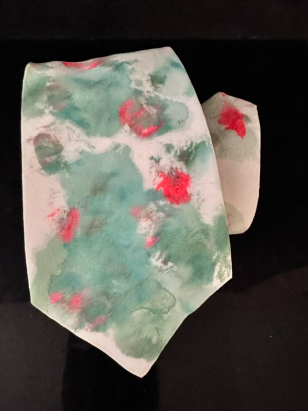 Pancaldi Vintage NWT Newly Upcyled Silk Tie Necktie Abstract Neon Floral Painted